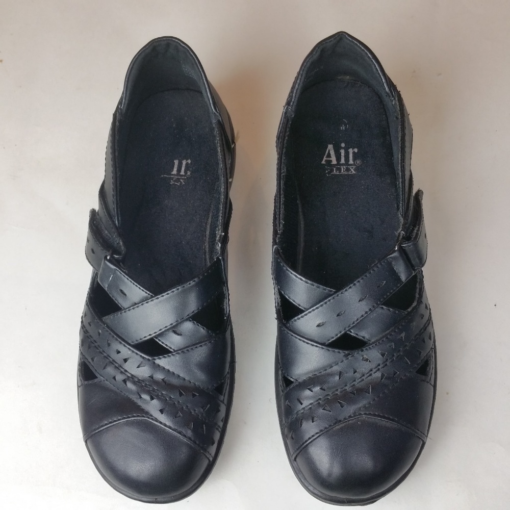 AirFlex Avery Black Low Wedge Buckle Shoe 7.5W